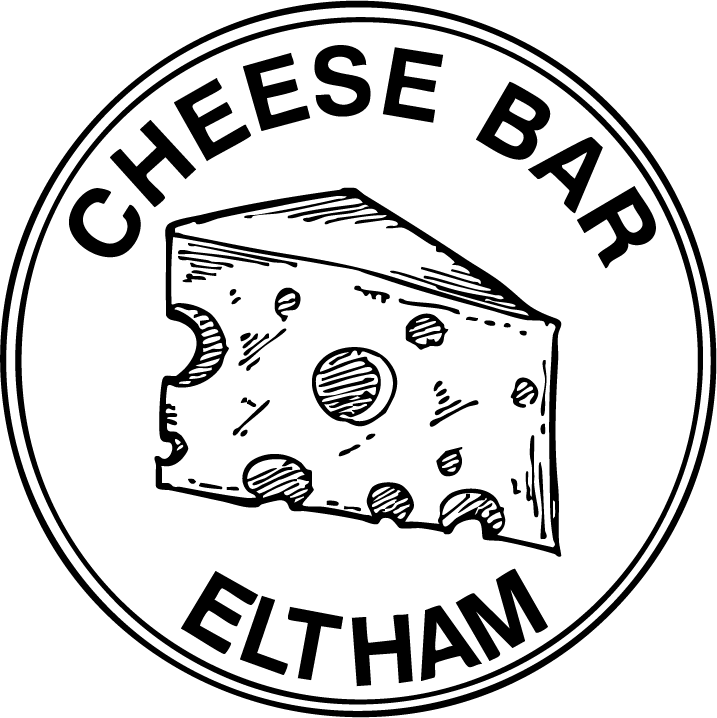 Logo of Cheese Bar Eltham with a piece of cheese illustration.